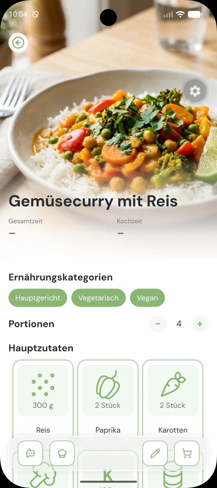 Ein Rezept in mingel mit Foto, Ernährungskategorien, Portionen und den wichtigsten Zutaten.